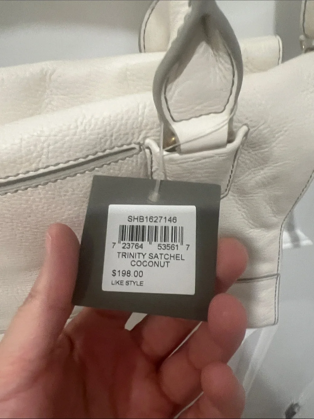 Fossil Cream Leather Trinity Satchel with Braided Top Handle NWT
